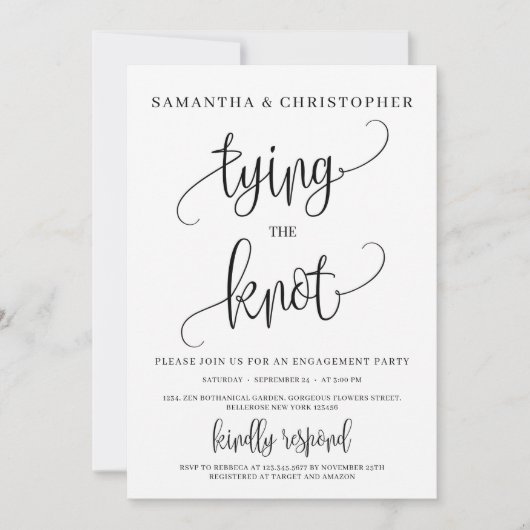 Rustikale moderne Typografie, die die Knotenknoten Einladung (Vorderseite)