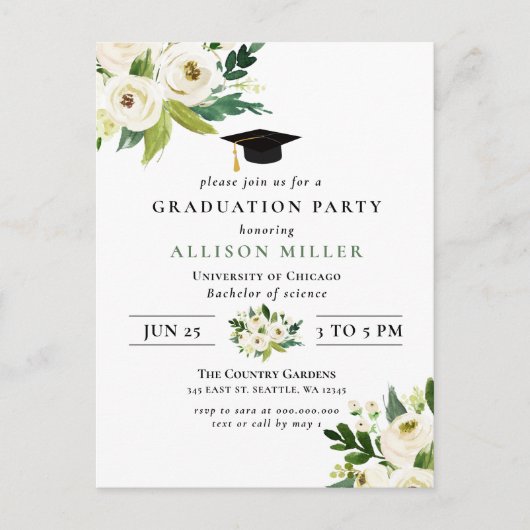 Rustikale, moderne Vegetation Elfenbeinblume Absch Postkarte (Vorderseite)