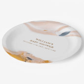 Rustikale moderne Wasserfarben Abstrakte Babydusch Pappteller (Schrägansicht)