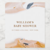 Rustikale moderne Wasserfarben Abstrakte Babydusch Weinetikett (Einzelnes Label)