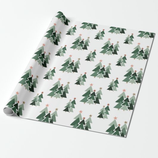 Rustikale moderne Weihnachtsbaumen Geschenkpapier (Ungerollt)