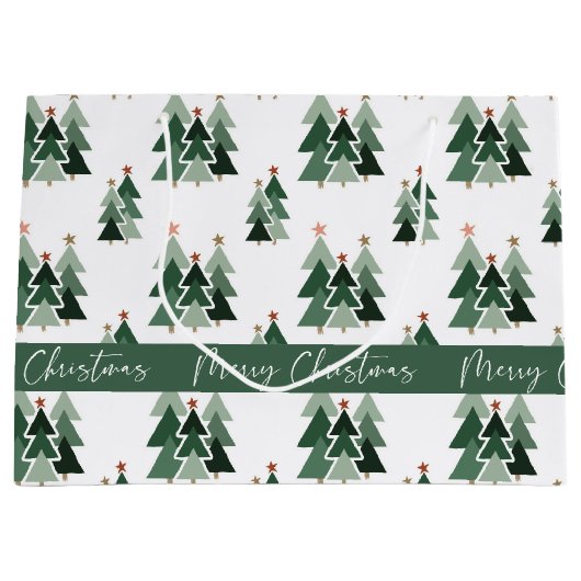 Rustikale, moderne Weihnachtsbaumtypografie Große Geschenktüte (Vorderseite)