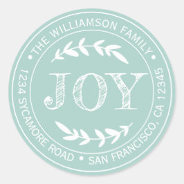 Rustikale Moderne Weihnachtsfreude Rücksendeadress Runder Aufkleber