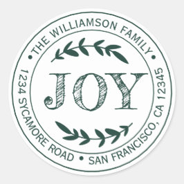 Rustikale Moderne Weihnachtsfreude Rücksendeadress Runder Aufkleber