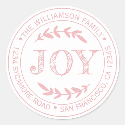 Rustikale Moderne Weihnachtsfreude Rücksendeadress Runder Aufkleber (Vorderseite)