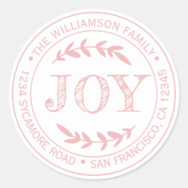 Rustikale Moderne Weihnachtsfreude Rücksendeadress Runder Aufkleber