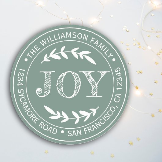 Rustikale Moderne Weihnachtsfreude Rücksendeadress Runder Aufkleber