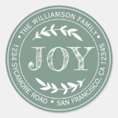 Rustikale Moderne Weihnachtsfreude Rücksendeadress Runder Aufkleber (Vorderseite)