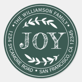 Rustikale Moderne Weihnachtsfreude Rücksendeadress Runder Aufkleber