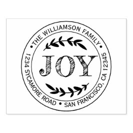 Rustikale Moderne Weihnachtsfreude Runde Rücksende Gummistempel