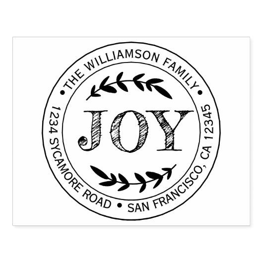 Rustikale Moderne Weihnachtsfreude Runde Rücksende Gummistempel (Prägung)