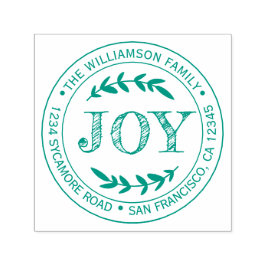 Rustikale Moderne Weihnachtsfreude Runde Rücksende Permastempel