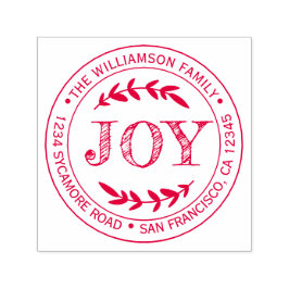 Rustikale Moderne Weihnachtsfreude Runde Rücksende Permastempel