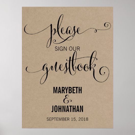 Rustikale Moderne Wir heiraten Gästebuch Poster (Vorne)