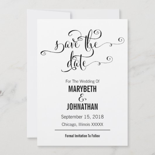 Rustikale Moderne wir machen Script Save the Date  (Vorderseite)