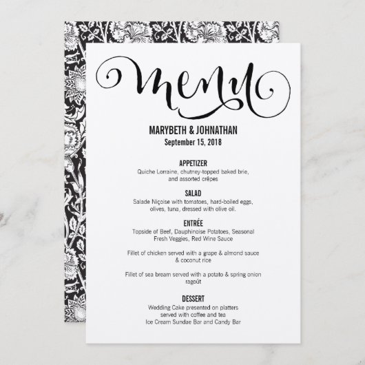 Rustikale Moderne wir machen Script Wedding Menu C Menükarte (Vorne/Hinten)