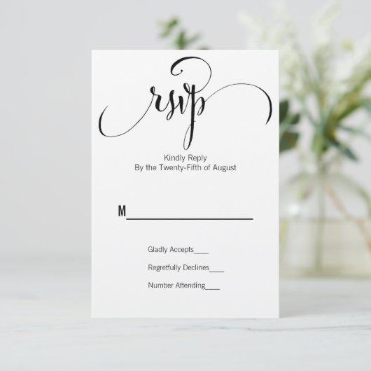 Rustikale Moderne wir machen Script Wedding RSVP C (Stehend Vorderseite)