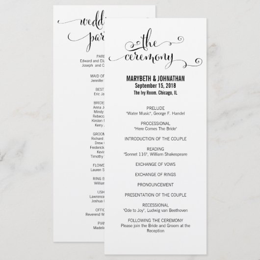 Rustikale Moderne wir machen SkriptWedding Program Programm (Vorne/Hinten)