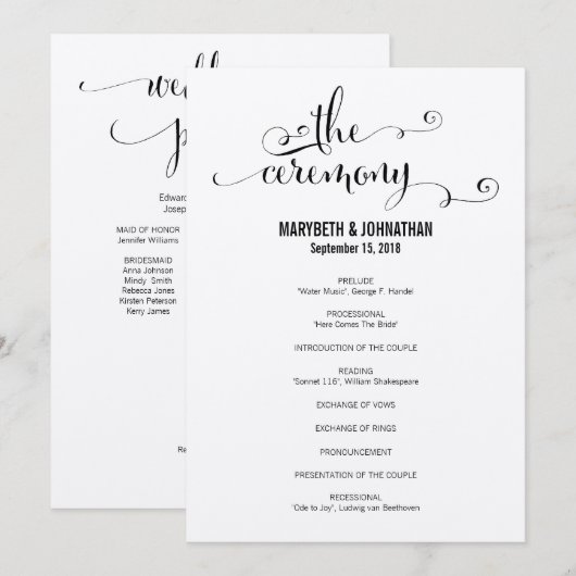 Rustikale Moderne wir machen SkriptWedding Program Programm (Vorne/Hinten)