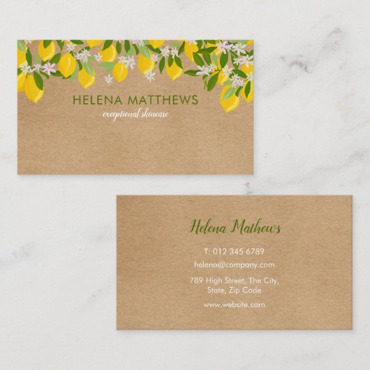 Rustikale, moderne Zitronenwälder Visitenkarte (Vorne/Hinten)