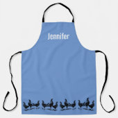 Rustikale modische Hühner auf blauem Monogramm-Nam Schürze (Vorderseite)