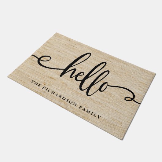 Rustikale modische Typografie | hallo Fußmatte (Schrägansicht)