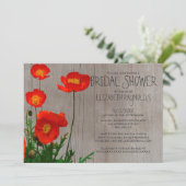 Rustikale Mohnblumen-Brautparty-Einladungen Einladung (Stehend Vorderseite)