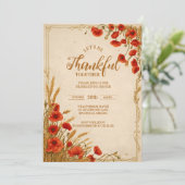 Rustikale Mohnfeier Erntedank Einladung (Stehend Vorderseite)