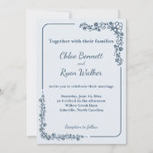 Rustikale Monchrome Floral Wedding Einladung (Vorderseite)