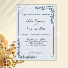 Rustikale Monchrome Floral Wedding Einladung