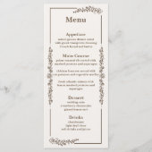 Rustikale Monchrome Floral Wedding Menükarte (Vorderseite)