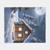 Rustikale Mondlicht Gemütliche Winterhütte Fleecedecke (Vorderseite (Horizontal))