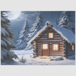 Rustikale Mondlicht Gemütliche Winterhütte Seidenpapier