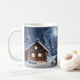 Rustikale Mondlicht Gemütliche Winterhütte Tasse