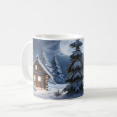 Rustikale Mondlicht Gemütliche Winterhütte Tasse (Vorderseite Links)