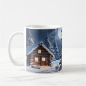 Rustikale Mondlicht Gemütliche Winterhütte Tasse (Links)
