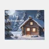 Rustikale Mondlicht Gemütliche Winterhütte Türmatt Fußmatte (Vorderseite)