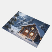 Rustikale Mondlicht Gemütliche Winterhütte Türmatt Fußmatte (Schrägansicht)