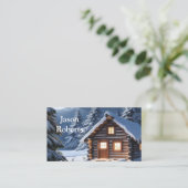 Rustikale Mondlicht Gemütliche Winterhütte Visitenkarte (Stehend Vorderseite)