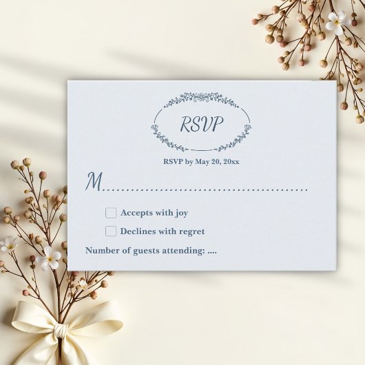 Rustikale Monochrome Hochzeit RSVP Karte