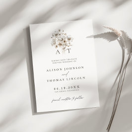 Rustikale Monografie-Blumenzehen speichern die Dat Einladung