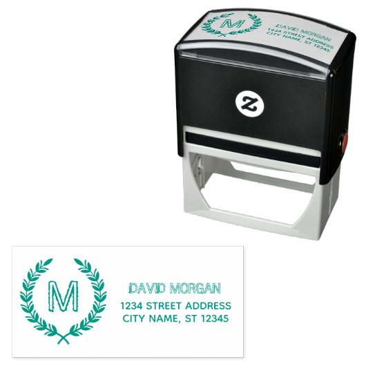 Rustikale Monogram-Familienname - Benutzerdefinier Permastempel (Beispiel)