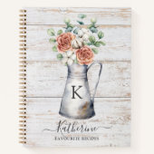 Rustikale Monogram-Rose Eukalyptus Rezept Buch (Vorderseite)