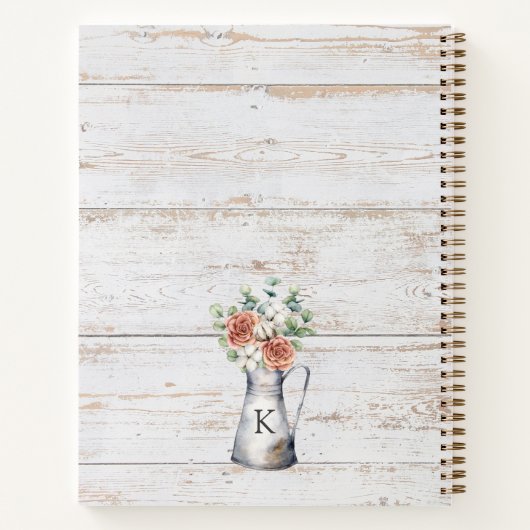 Rustikale Monogram-Rose Eukalyptus Rezept Buch (Rückseite)