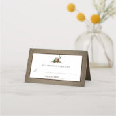Rustikale Monogram Tree & Burlap Wedding Platzkarte (Vorderseite)