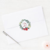 Rustikale Monogram Wasserfarbe Weihnachten Runder Aufkleber (Umschlag)
