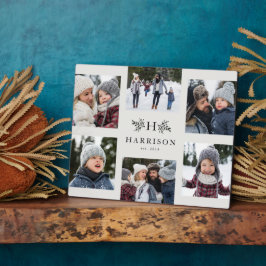 Rustikale Monogramm-6-Foto-Collagen-Familie Schwar Fotoplatte