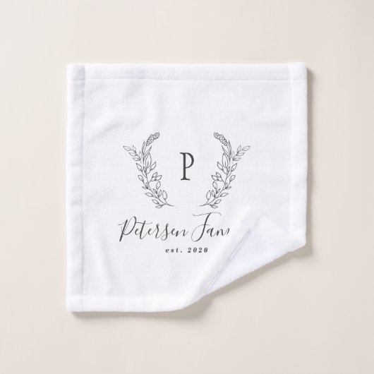 Rustikale Monogramm aus der Familie mit personalis Badhandtuch Set (Waschlappen)