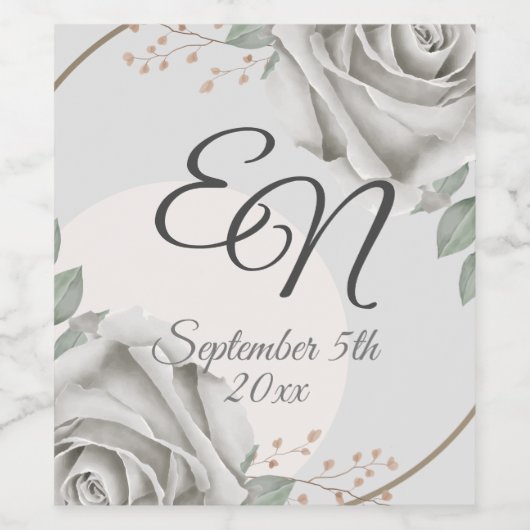 Rustikale Monogramm Blume Hochzeit Weinetikett (Einzelnes Label)