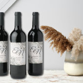 Rustikale Monogramm Blume Hochzeit Weinetikett